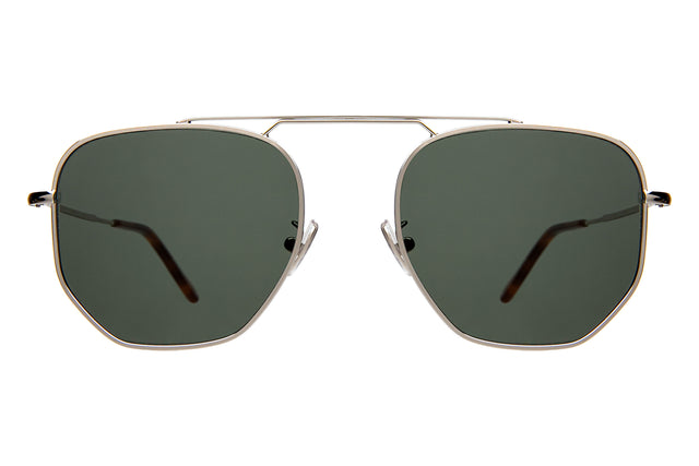 Patmos 58 Sunglasses in Silver with Olive Flat