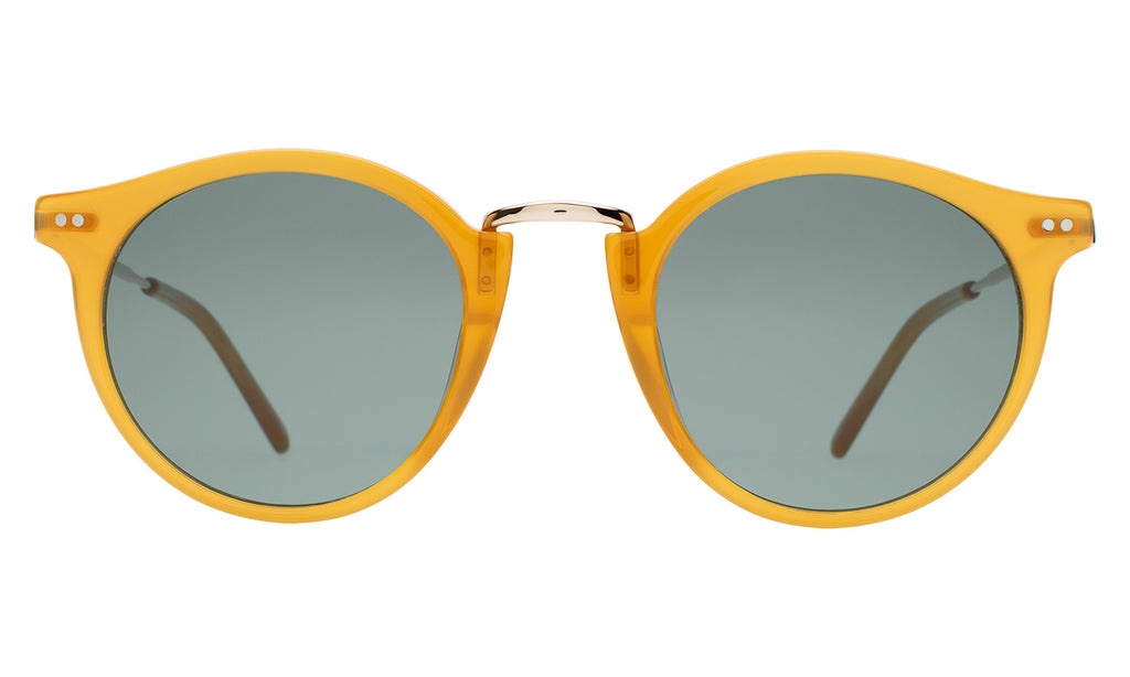 Illesteva Round Sunglasses with Gold Frame and Pink Lenses - Porto Cervo Mykonos II Sunglasses | illesteva main image 3