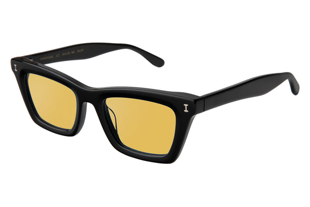 Portugal Sunglasses Side Profile in Black Honey Flat See Through