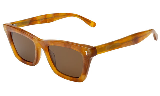 Portugal Sunglasses Side Profile in Topaz / Brown Flat