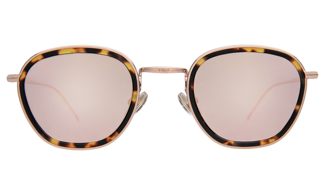 Prince Tate Sunglasses in Tortoise/Rose Gold with Bright Rose Flat Mirror
