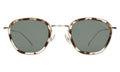 Front view of Prince Tate Sunglasses in White Tortoise/Gold/Grey Flat