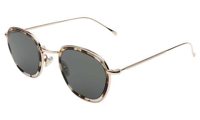 Prince Tate Sunglasses side view in White Tortoise/Gold / Grey Flat