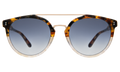 Front view of Puglia Sunglasses in H/H Maple Bone/Gold/Silver Flat Mirror Gradient