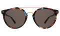Front view of Puglia Sunglasses in Sea Glass/Rose Gold/Grey Flat