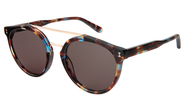 Puglia Sunglasses Side Profile in Sea Glass/Rose Gold / Grey Flat