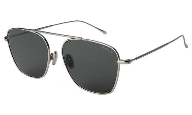 Samos Sunglasses Side Profile in Silver / Olive Flat
