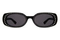 Front view of Shirley Crystal Sunglasses in Black w/ Silver Swarovski Crystals/Grey Flat