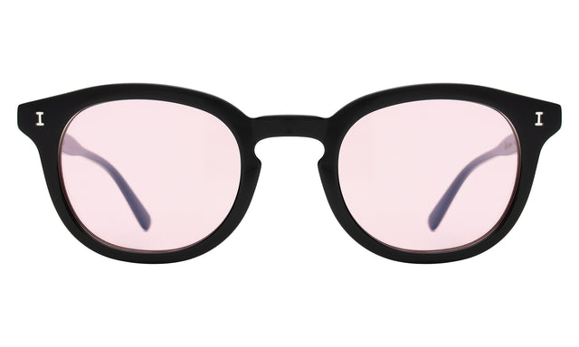 Slope Sunglasses front view in Black with Dusty Pink Flat See Through