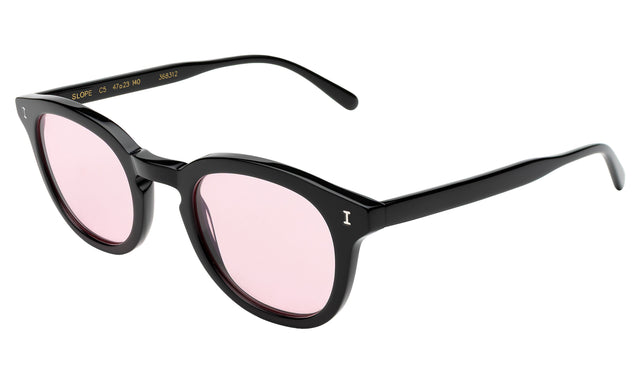 Slope Sunglasses side view in Black / Dusty Pink Flat See Through