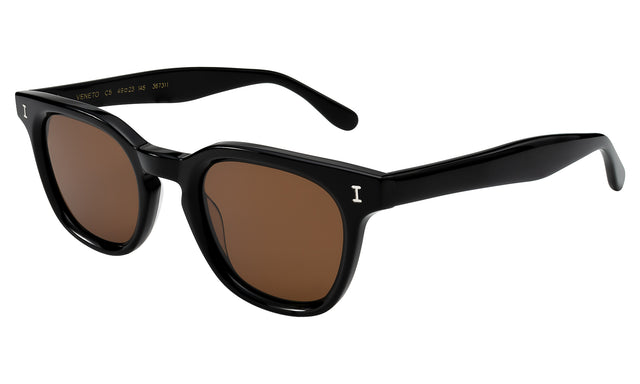 Veneto Sunglasses Side Profile in Black / Brown Flat