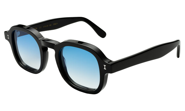 Washington Sunglasses Side Profile in Black / Blue Flat Gradient See Through