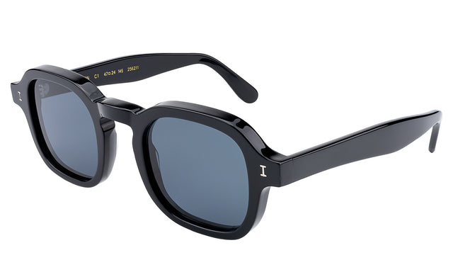 Washington Sunglasses Side Profile in Black / Grey Flat