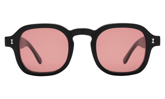 Washington Sunglasses front view in Black with Bordeaux Flat See Through