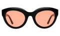 Front view of Wellington Sunglasses in Black/Guava See Through