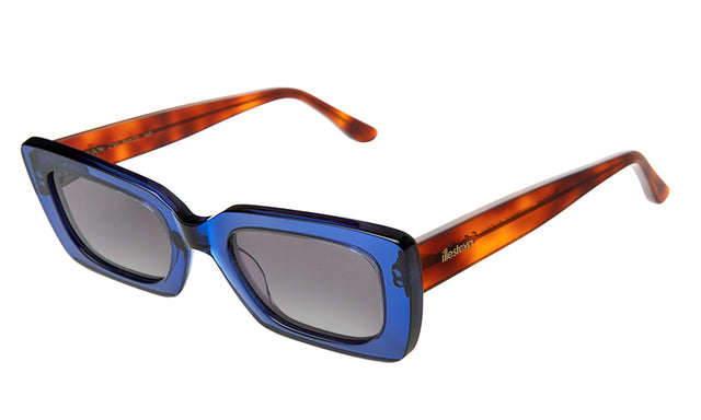 Wilson Sunglasses Side Profile in Cobalt/Red Havana / Grey Flat Gradient