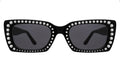 Front view of Wilson II Crystal Sunglasses in Black w/ Silver Swarovski Crystals/Grey Flat