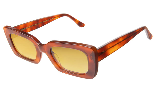 nk x illesteva Wilson Sunglasses Side Profile in Red Havana / Honey Flat See Through