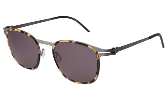 Astor Titanium Sunglasses Side Profile in Tortoise/Matte Silver / Grey