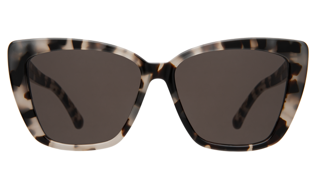 Barcelona Sunglasses in White Tortoise with Grey Flat