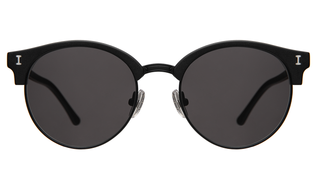 Benson Sunglasses front view in Matte Black with Grey