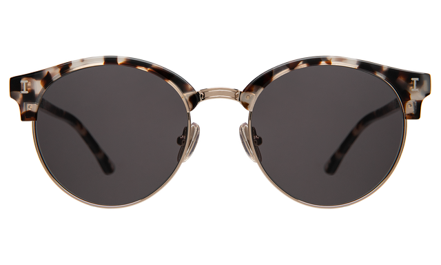 Benson Sunglasses in White Tortoise Gold with Grey