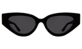 Front view of Mary Lou Sunglasses in Black/Grey Flat