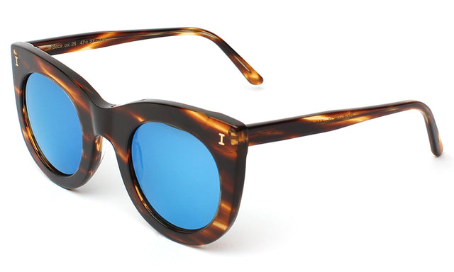 Boca Sunglasses Side Profile in Dark Sand / Blue Mirror