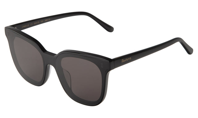 Camille 64 Sunglasses Side Profile in Black / Grey Flat