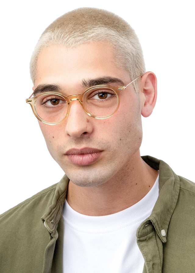 wearing Dana Optical Caramel/Gold Optical