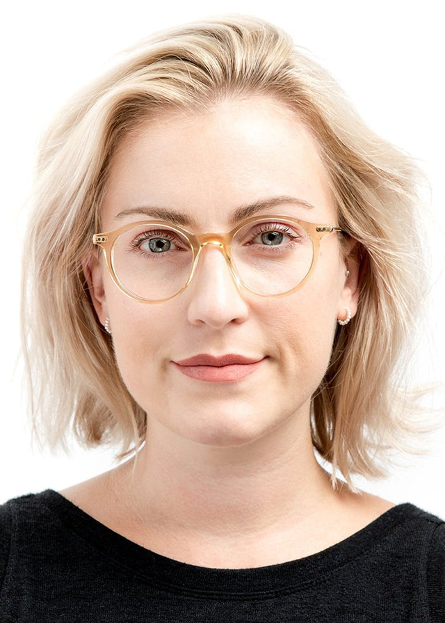 Dana Optical side view in Caramel/Gold Optical