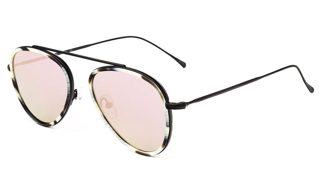 Dorchester Ace Sunglasses side view in Horn/Matte Black Rose Flat Mirror
