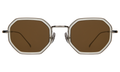 Front view of Dylan Tate Sunglasses in Champagne/Silver/Brown Flat