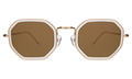 Front view of Dylan Tate Sunglasses in Matte Clear/Gold/Brown Flat