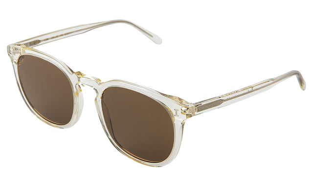 Eldridge 56 Sunglasses Side Profile in Champagne / Brown Flat
