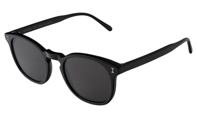 Eldridge Sunglasses Side Profile in Black / Grey Flat