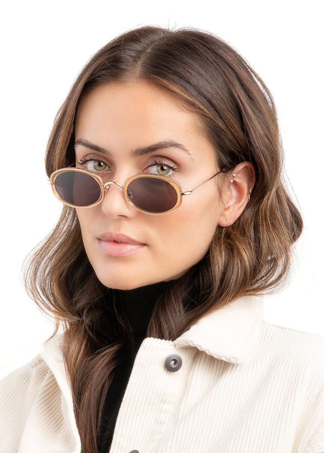 wearing Ravello II Sunglasses Citrine/Rose Gold