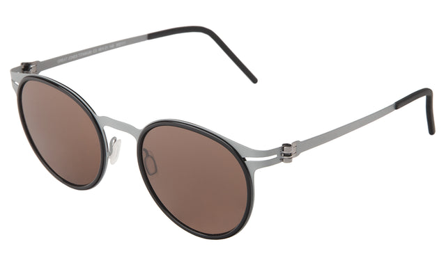 Great Jones Titanium Sunglasses Side Profile in Black/Matte Silver Brown