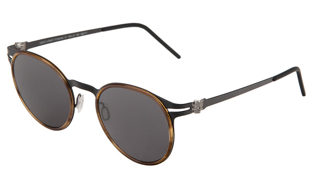 Great Jones Titanium Sunglasses Side Profile in Scotch/Matte Black Grey