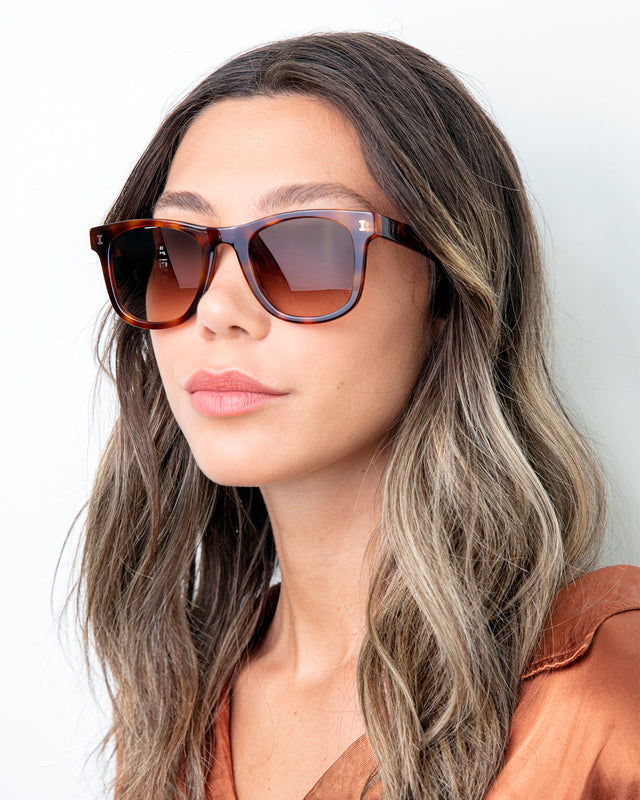 wearing James Sunglasses Havana with Brown Gradient