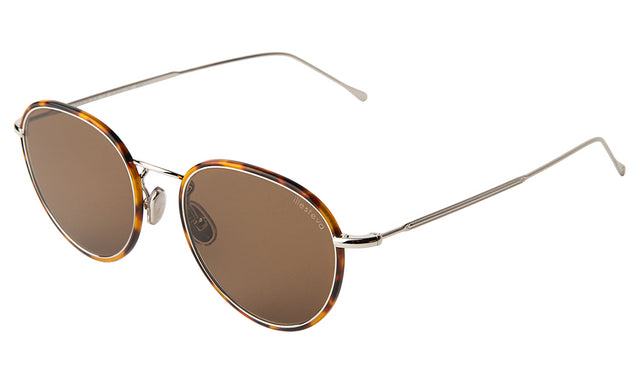Jefferson Ace Sunglasses Side Profile in Tortoise/Silver w Brown Flat