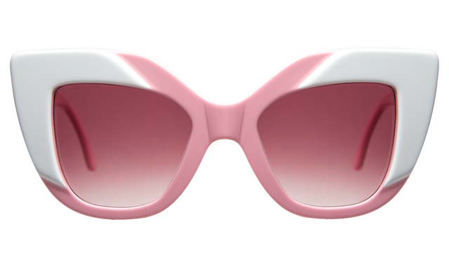 Juliette Sunglasses front view in Pink White with Rose Gradient Lenses