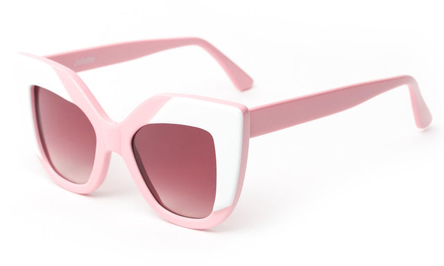 Juliette Sunglasses side view in Pink White with Rose Gradient Lenses