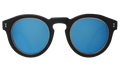 Front view of Leonard Ring Sunglasses in Matte Black/Blue Mirror