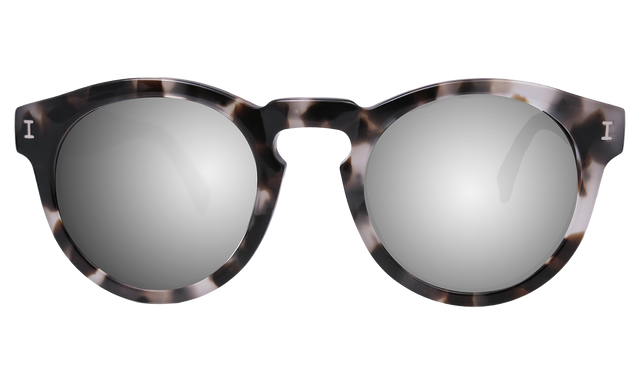 Leonard Sunglasses Side Profile in White Tortoise / Silver Mirror