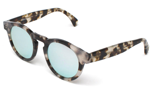 Leonard Sunglasses Side Profile in White Tortoise / Silver Mirror