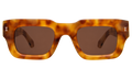 Front view of Lewis Sunglasses in Amber/Brown Flat