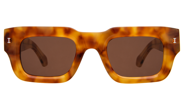 Lewis Sunglasses in Amber with Brown Flat