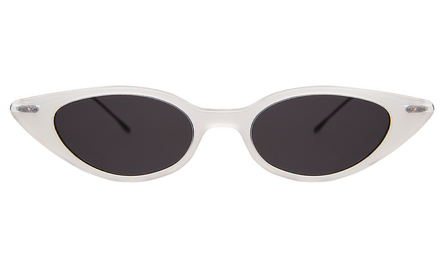 Marianne Sunglasses in Powder with Gunmetal with Grey Flat