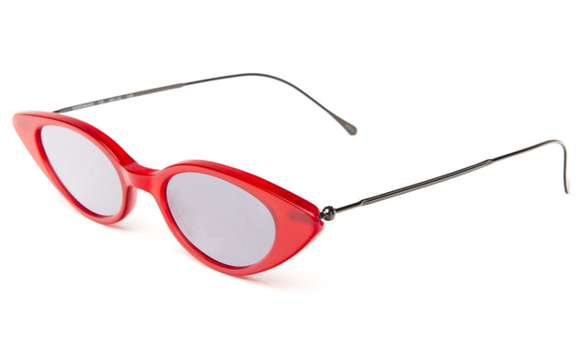  Marianne Sunglasses Side Profile in Red Gunmetal Metal Flat Mirror